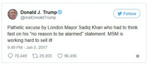 Trump's tweet to London Muslim Mayor